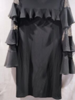 White House Black Market Black Ruffle Midi Dress
